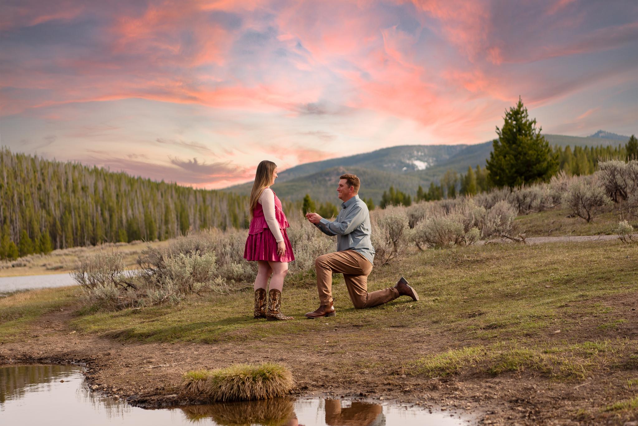 A Romantic Engagement Session at Maney Lake, Montana